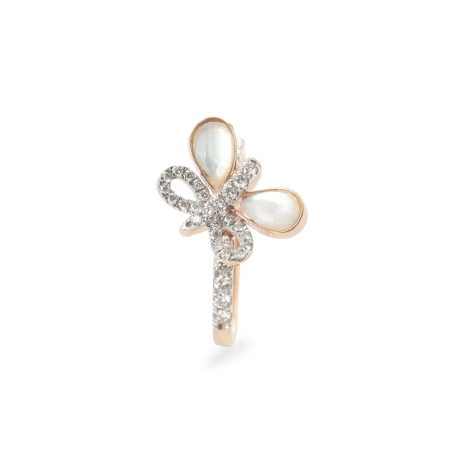 Pearl and Diamond Butterfly Ring - Image 2