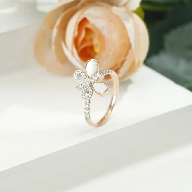 Pearl and Diamond Butterfly Ring - Image 4