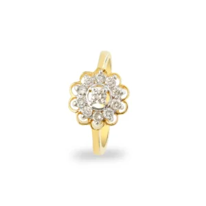 a gold ring with diamonds