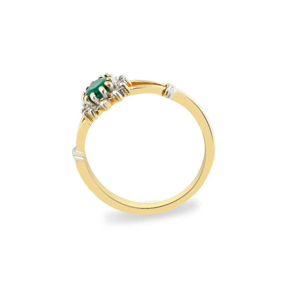 Green Stone Diamond Crown Ring - Image 4