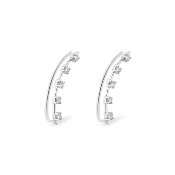 5 Diamonds White Gold  EarCuff - Image 4