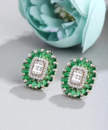 Opulent Lush Emerald Colour Earrings