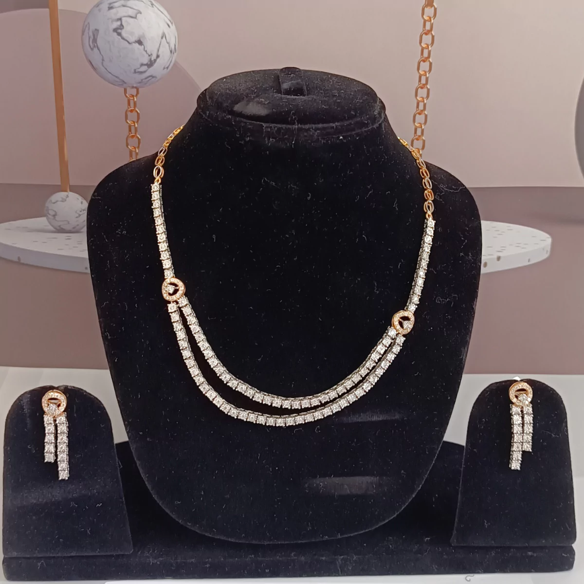 Double String Majestic Setting Diamond Necklace - Image 2