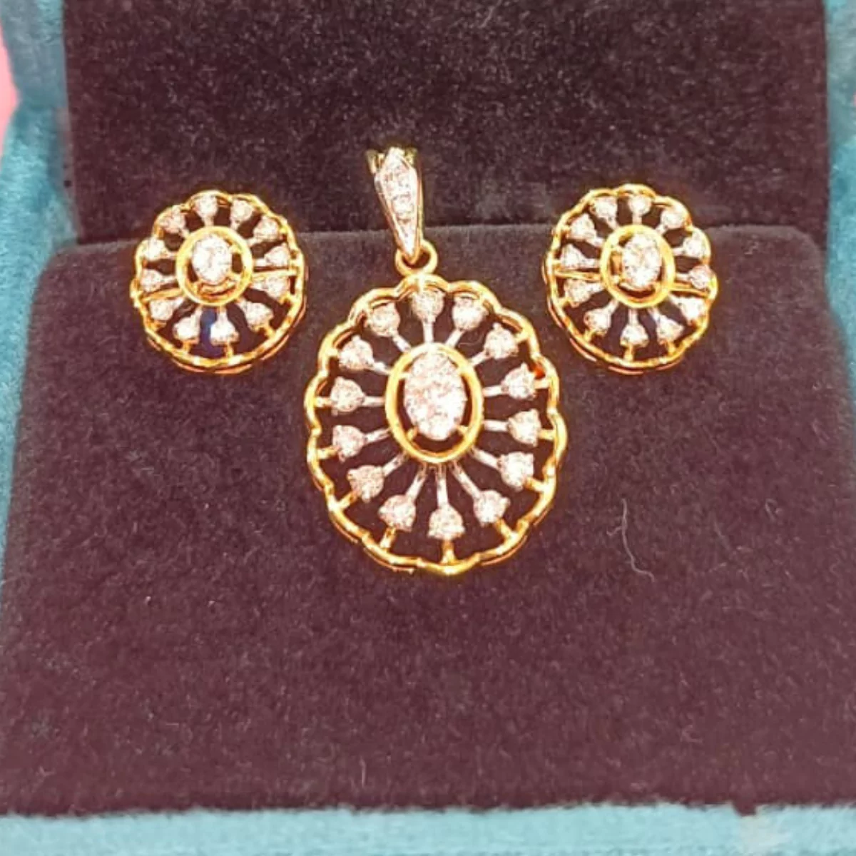 Simona Diamond Pendant and Earring Set