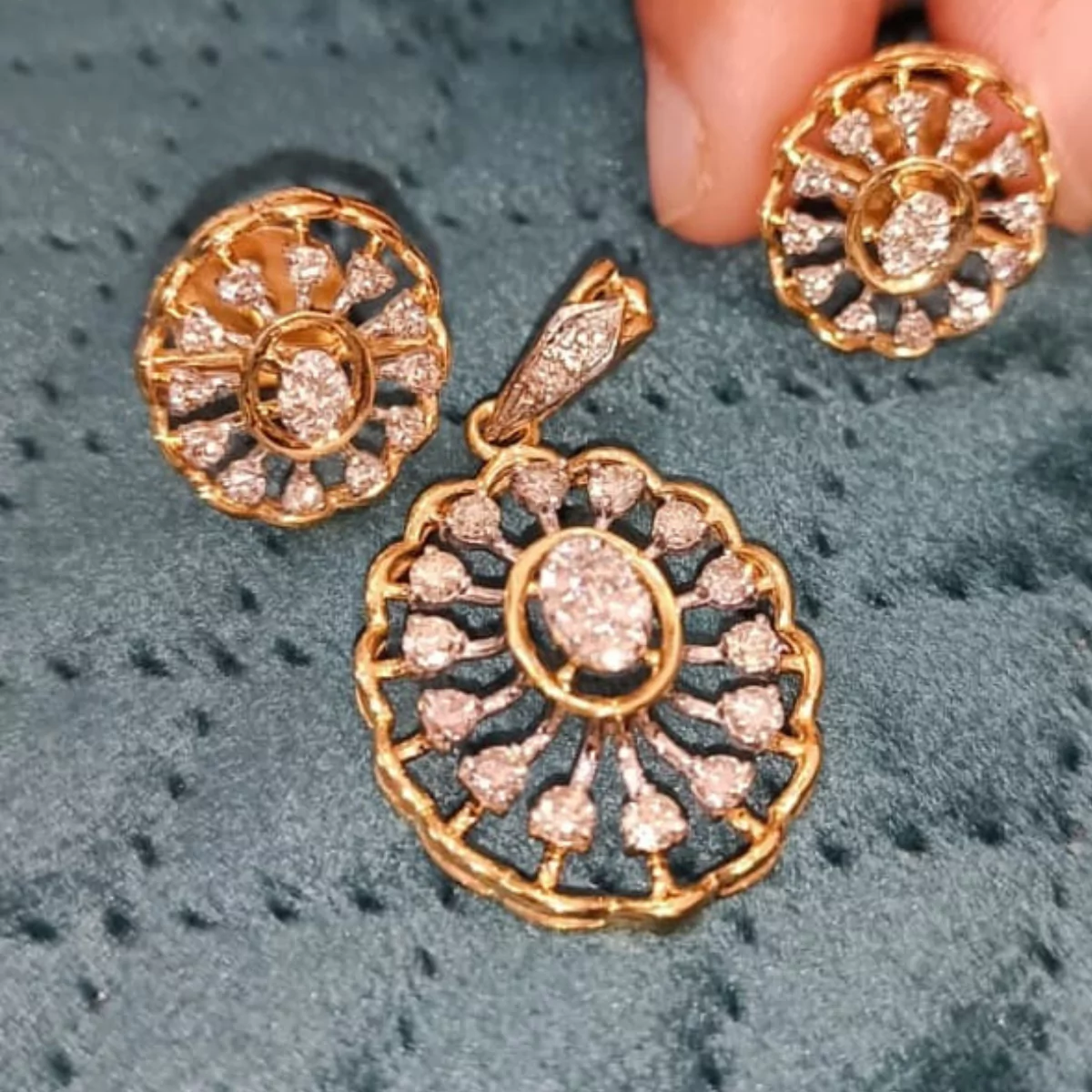 Simona Diamond Pendant and Earring Set - Image 3