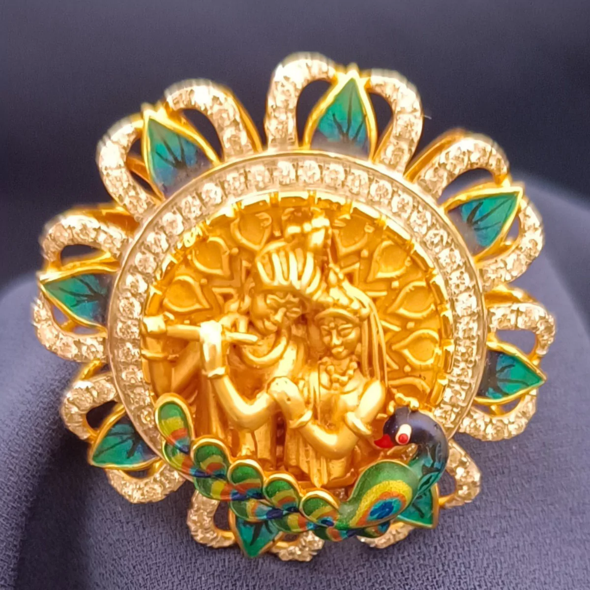 Eternal Love Radha Krishna Round Ring - Image 2